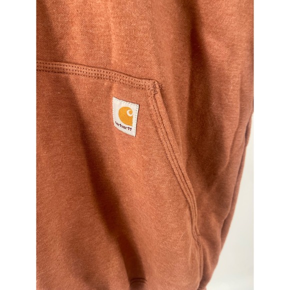 Carhartt Hoodie Sweatshirt Brown Heathered Logo Sleeve‎ Kanagaroo Pocket Med - Picture 5 of 11